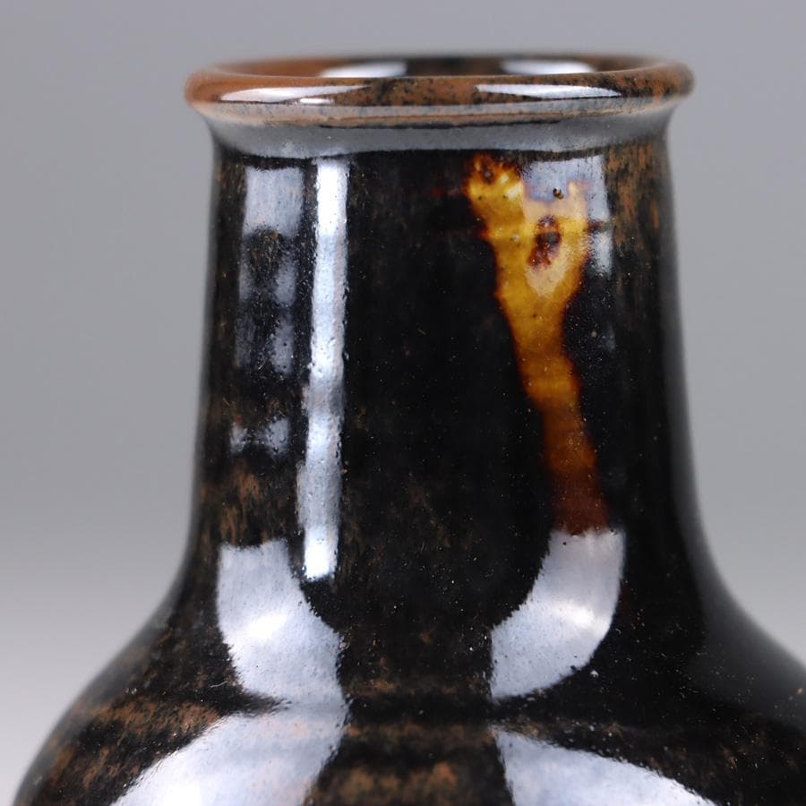 Y3338-6 茶道具 山口茂 鶴首茶入 共箱・仕覆　　よ