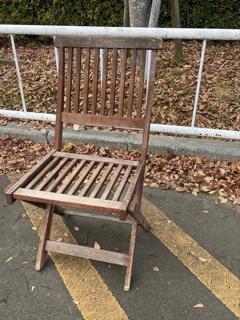 c）ヴィンテージ・ポピュラー折りたたみチェア 木製折りたたみチェア ブラウン