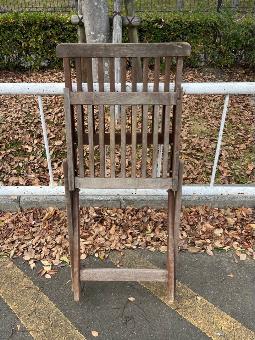 c）ヴィンテージ・ポピュラー折りたたみチェア 木製折りたたみチェア ブラウン