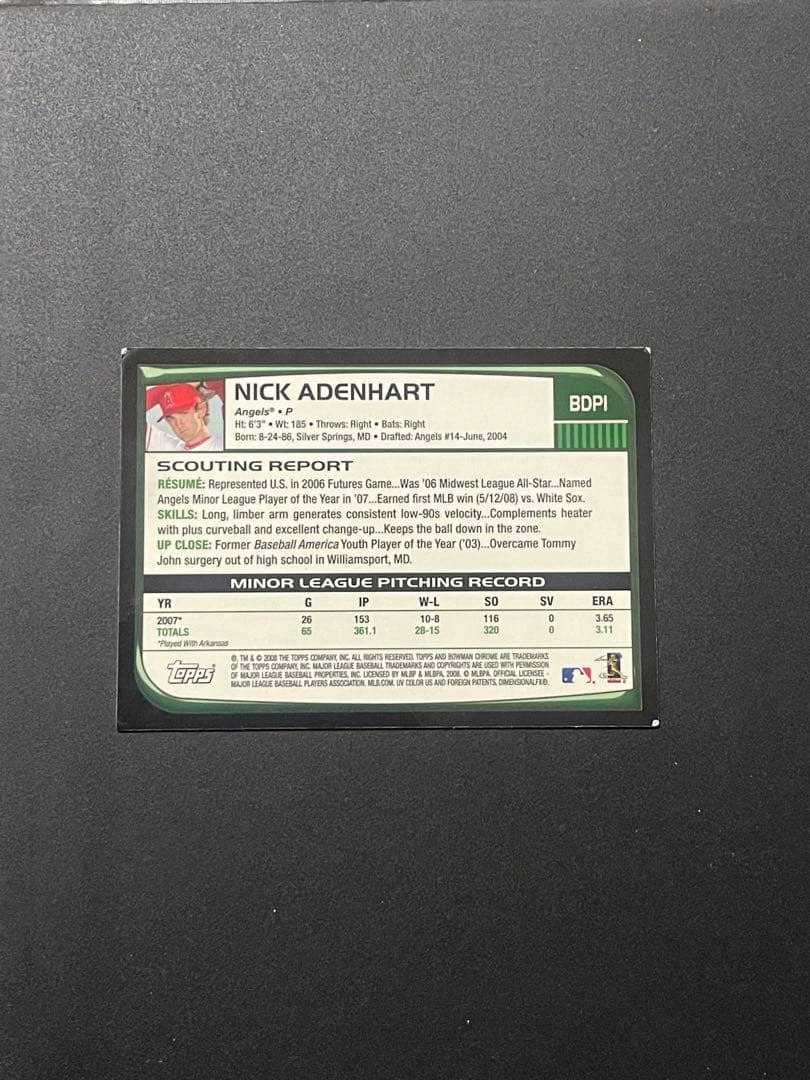 エンゼルス　ニック・エイデンハート　サインカード