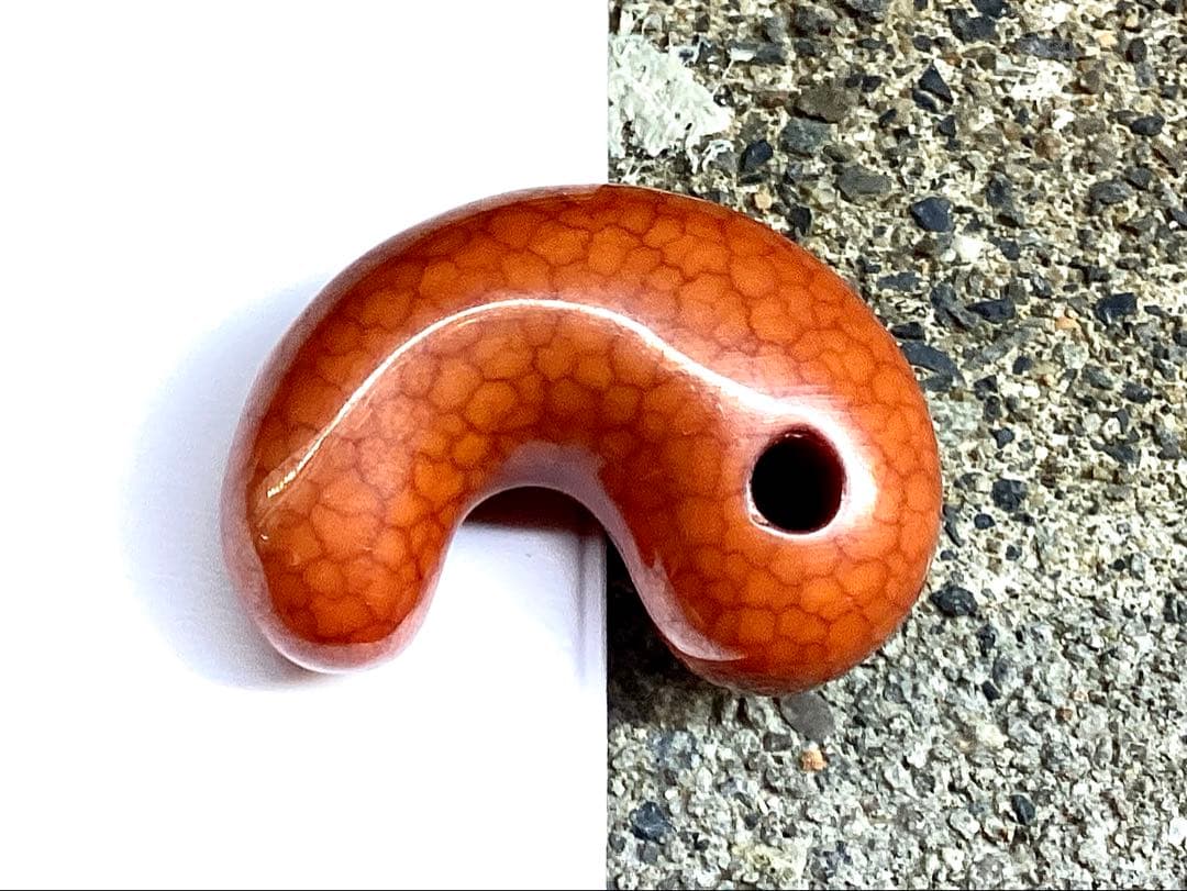 レア‼️30年前の台湾*上肯製【龍紋天珠勾玉】　本物ジャスパー鑑定機関鑑別書取得品