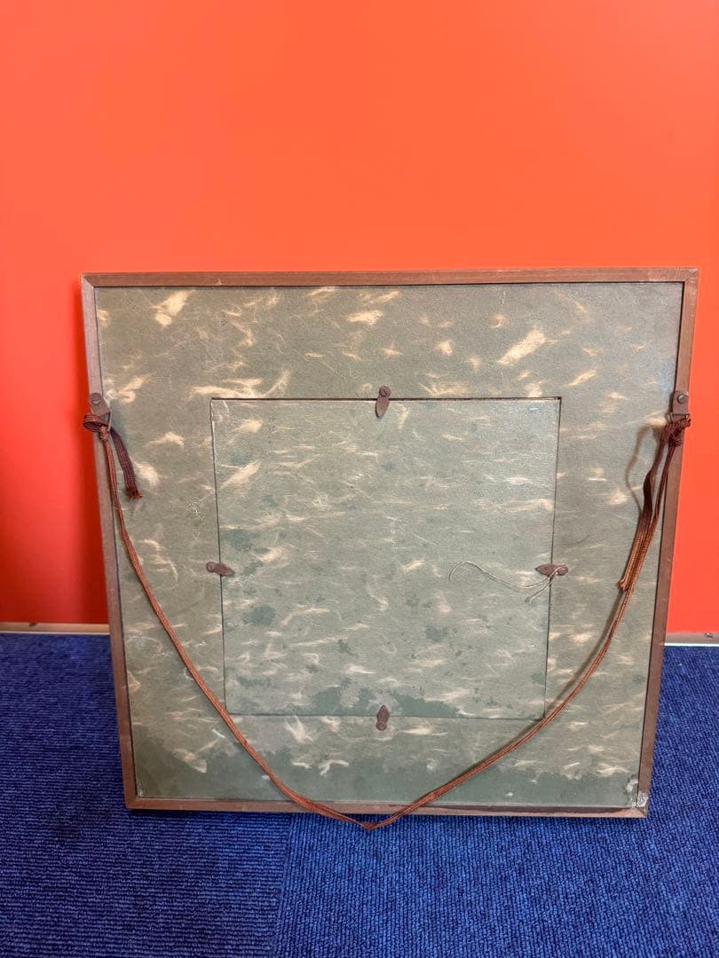 1916 源右衛門 染付 陶板画 額装 粟と鶉絵　額縁  置物　工芸品