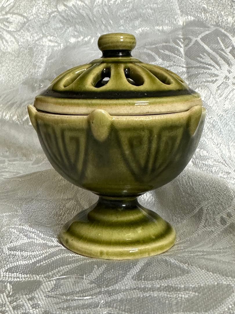織部焼　香炉　蓋置　落款あり