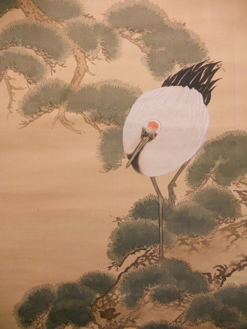 掛け軸 横田吾峯 松鶴図 絹本 希少 軸装 茶道具 掛軸 です。