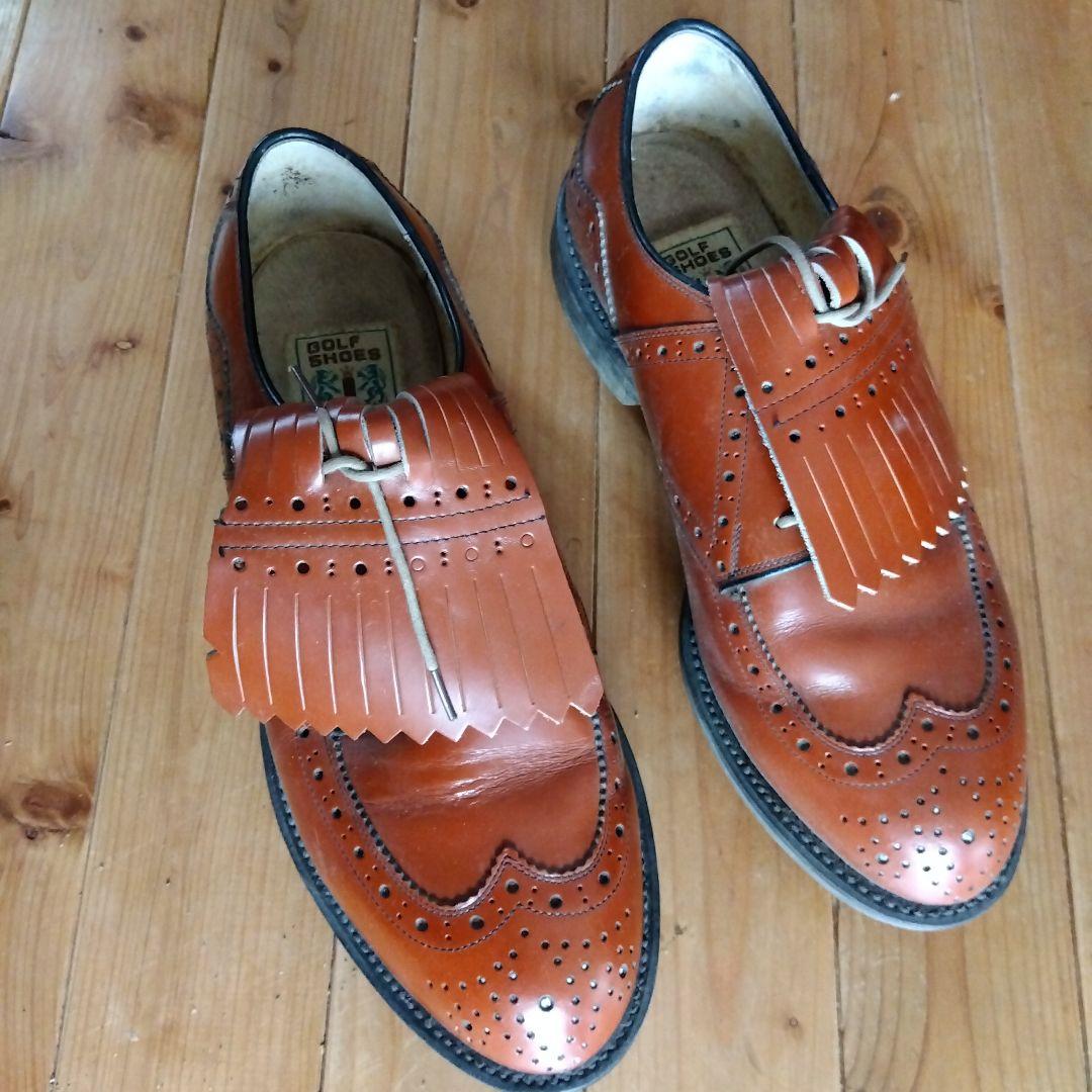 MIZUNO ゴルフシューズ 本革 メタルスパイク　ビンテージ風