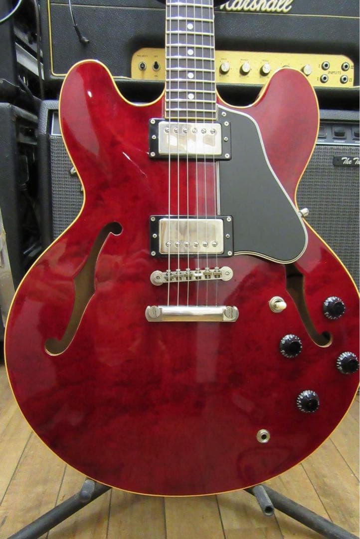 Navigator エレキギター 赤　セミアコ　バーズアイ