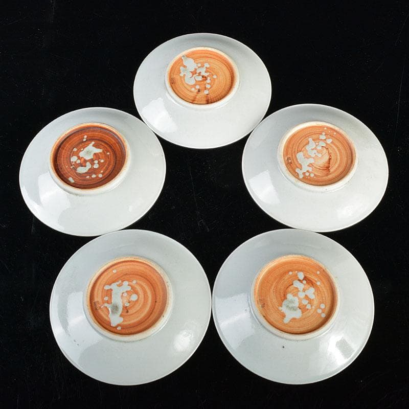 深川園　古染付写　蜻蛉文　五寸皿　十客　在銘　共箱　V　R4364