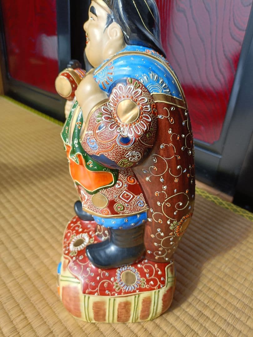 最高級九谷焼七福神（大黒天、恵比寿）置物2体セット　九谷岡山作