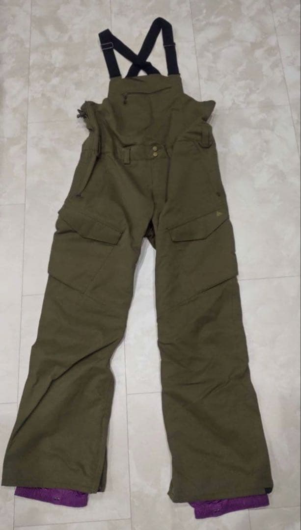 バートン　ビブパンツスノーボードパンツ オリーブグリーン　Ｌサイズ