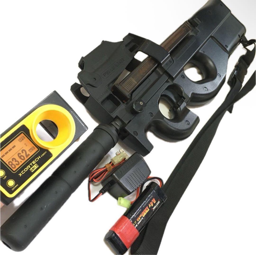 【極美品＆動作快調!!】 東京マルイ 電動ガン P90 サバゲーセット!!