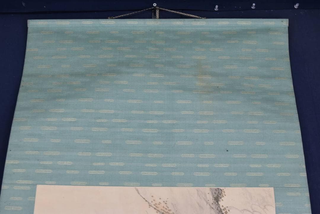 【真作】上野指暁/滝之図/掛軸/名家伝来/AA-735