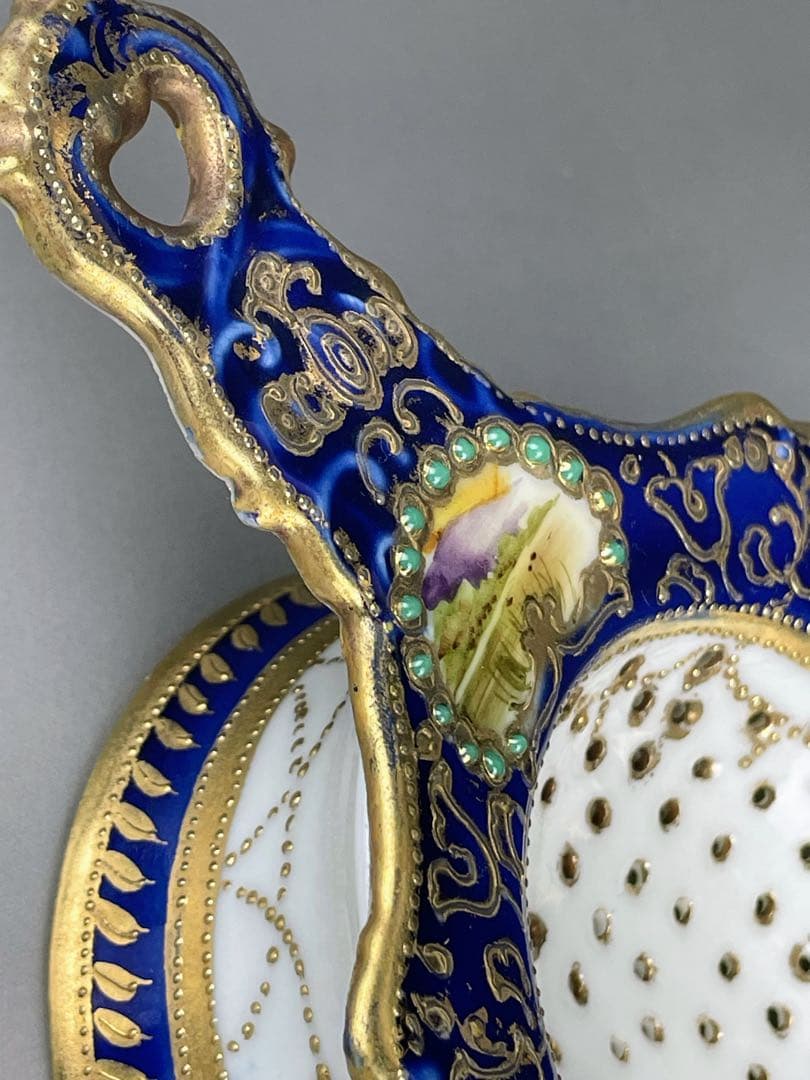 【美品】オールドノリタケ ティーストレーナー 茶漉し ジュエル ジュール スワン