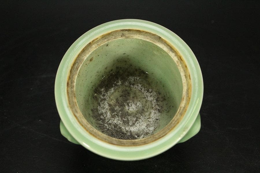 青磁 香炉 渓山作 京焼 591