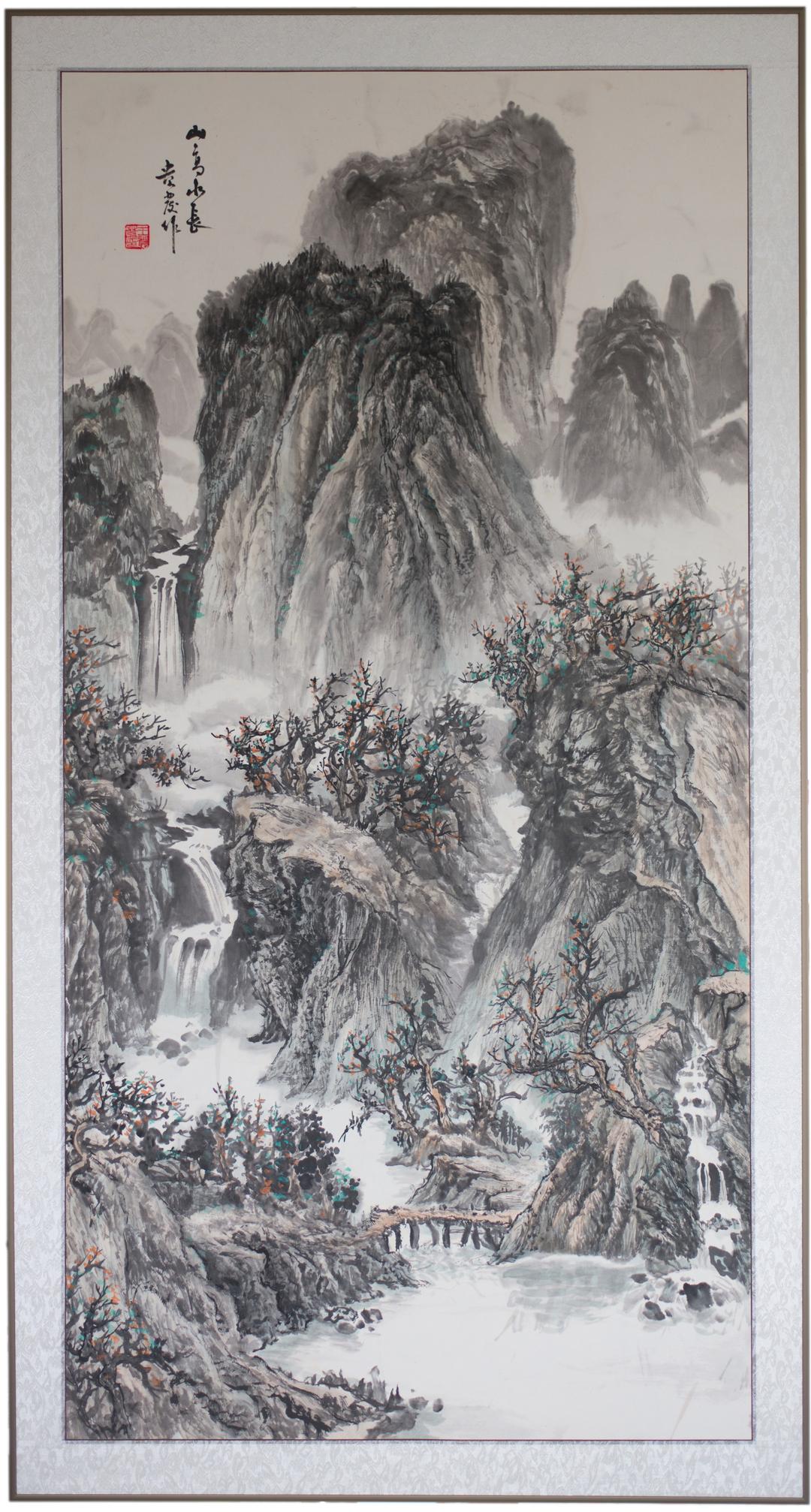 額縁 美術品 水墨画 飾り 山水絵 日本画 中国画 伝統芸術 真作 原作 アルミ