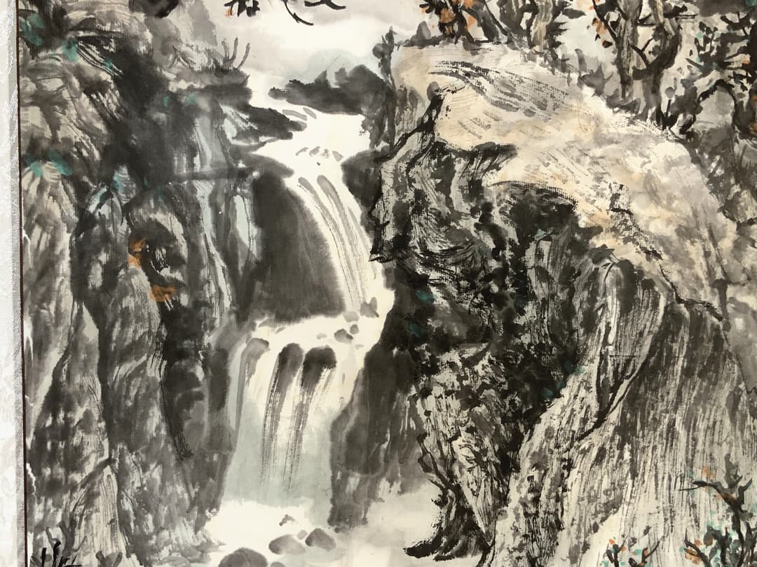 額縁 美術品 水墨画 飾り 山水絵 日本画 中国画 伝統芸術 真作 原作 アルミ