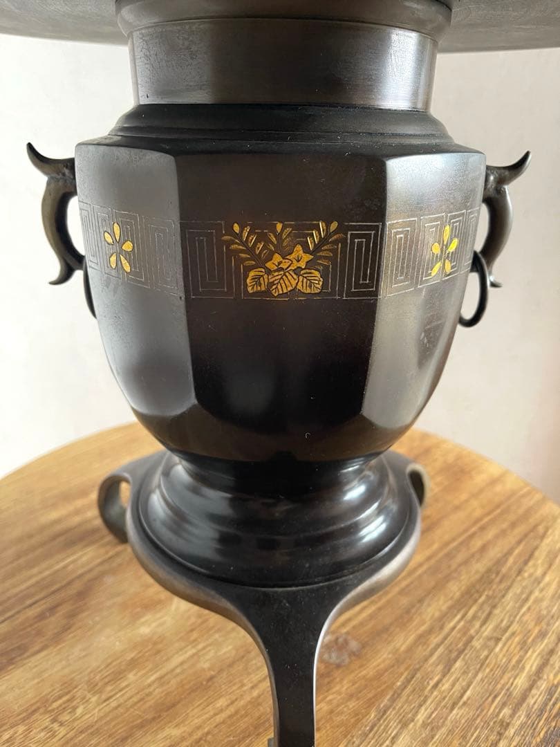 池坊　直径33cm　銅製　尺1　八角雷紋　薄端