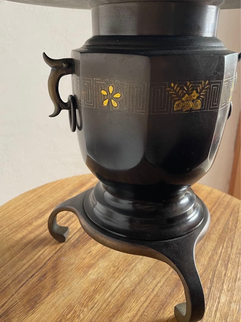 池坊　直径33cm　銅製　尺1　八角雷紋　薄端