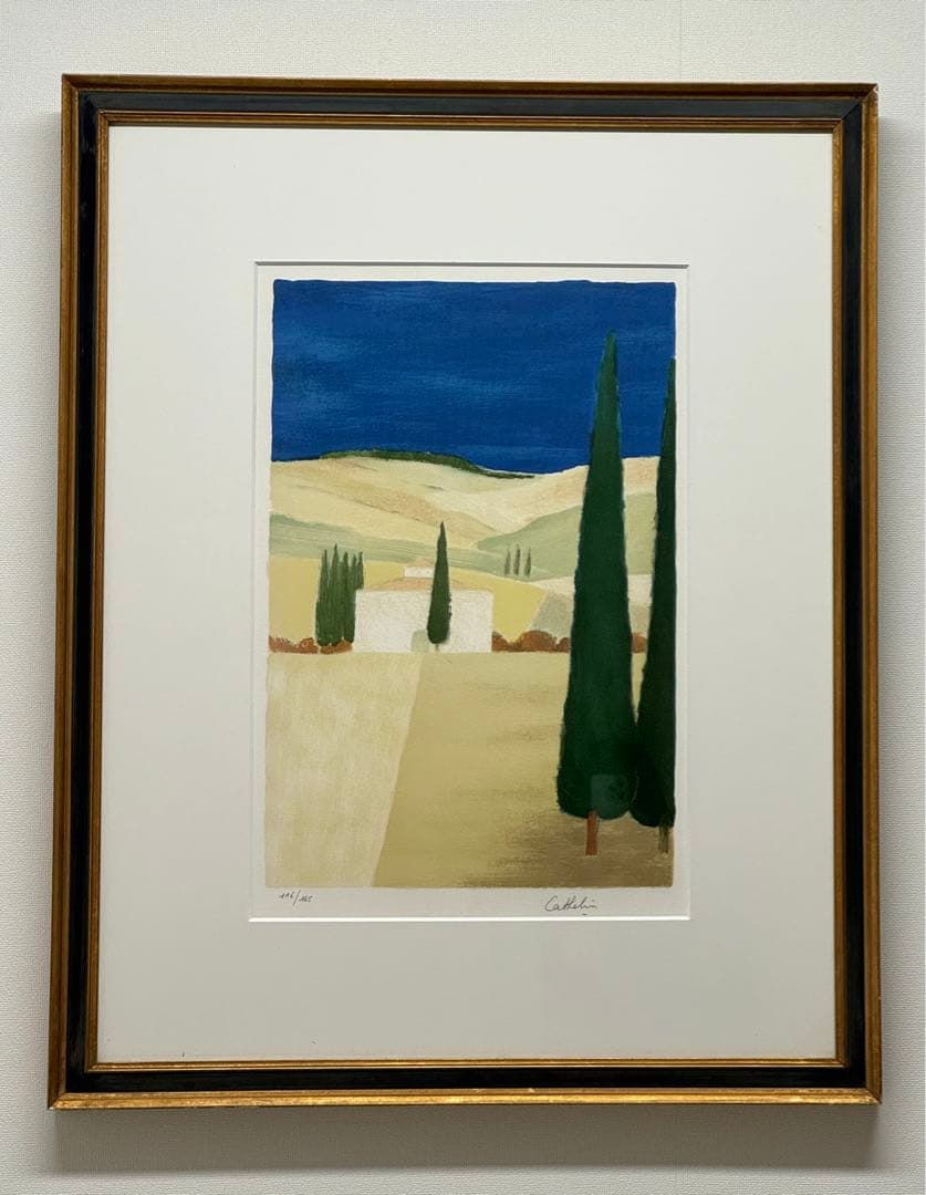 ベルナール・カトラン   「アレッツオ近郊」 リトグラフ　直サイン、ナンバーあり