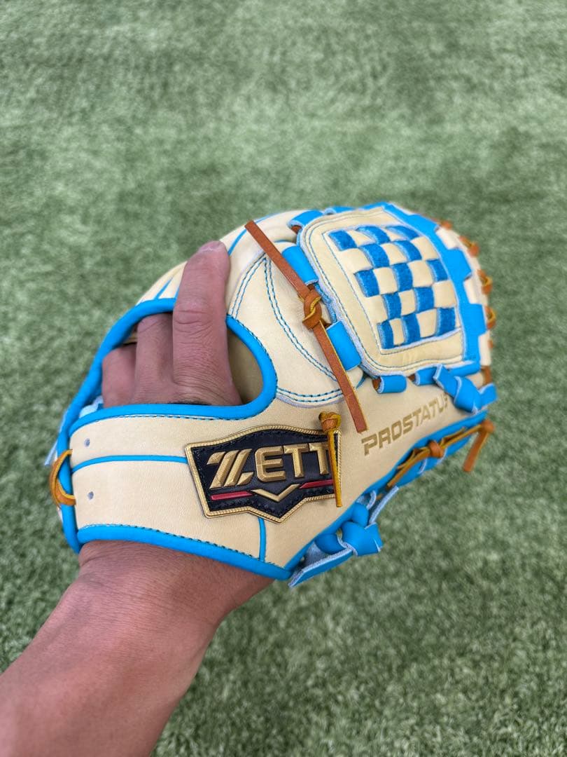 ✨源田モデル✨ZETT PROSTATUS 軟式グローブ ベージュ/ブルー