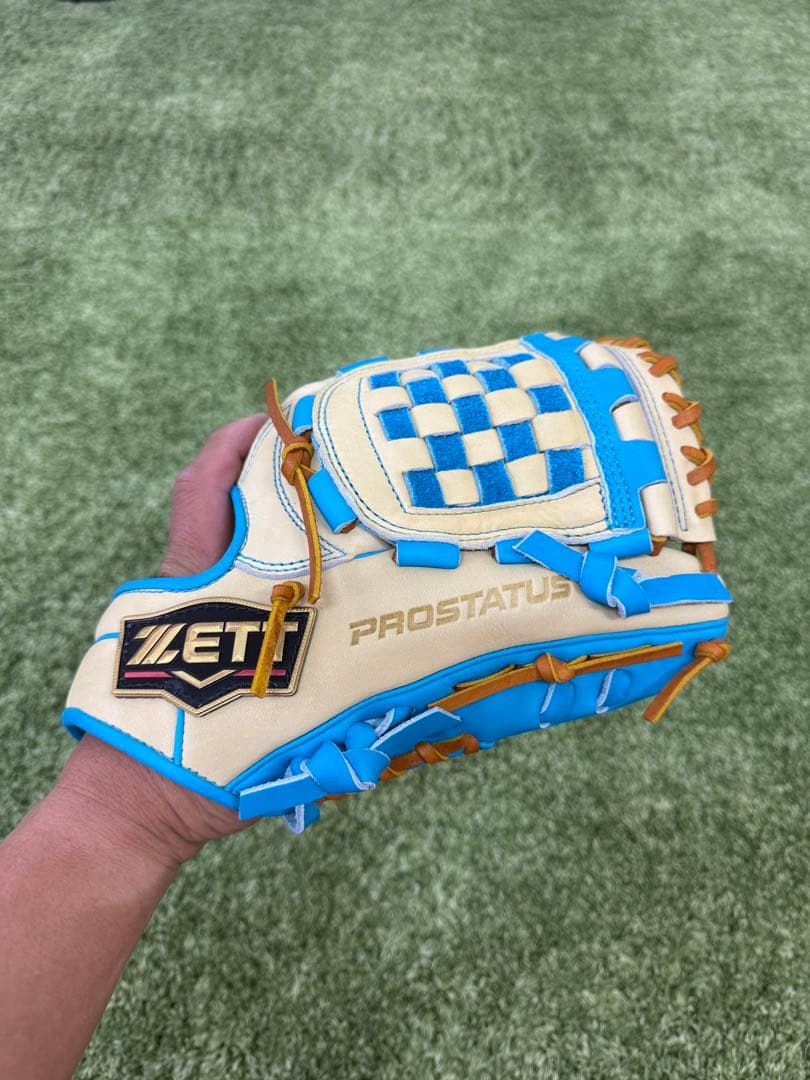 ✨源田モデル✨ZETT PROSTATUS 軟式グローブ ベージュ/ブルー