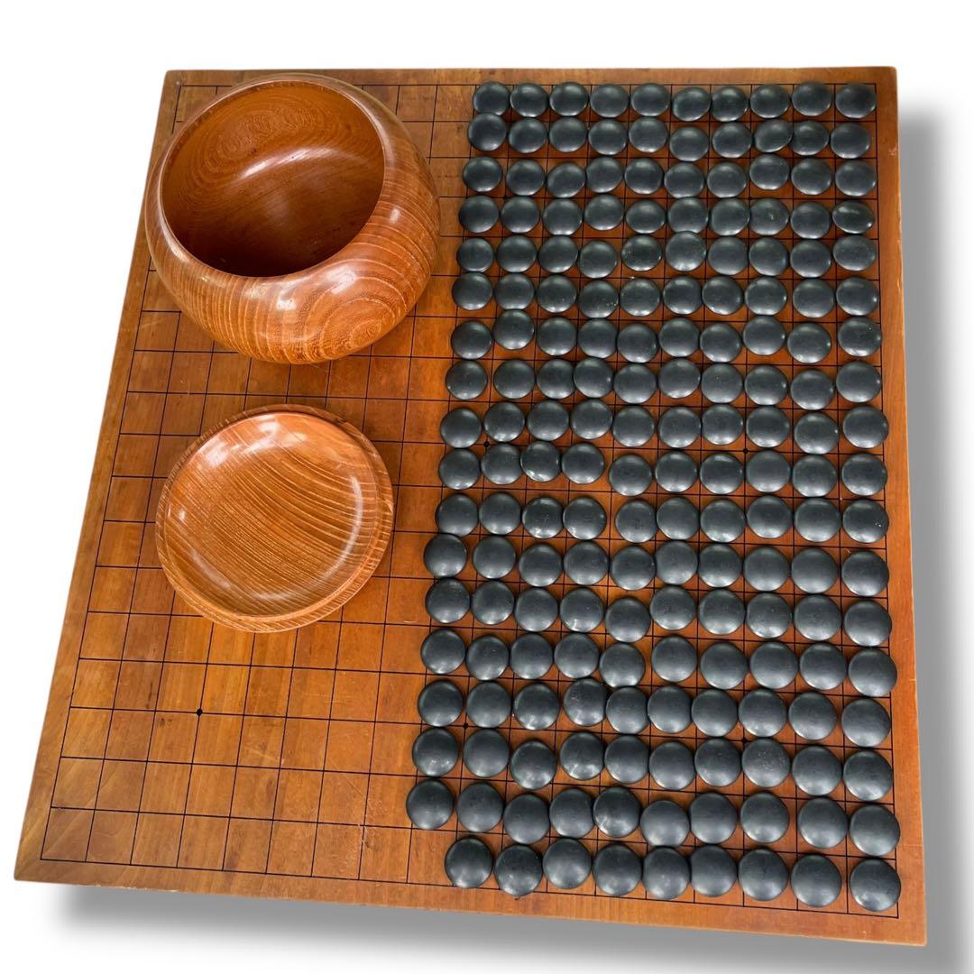 高級囲碁盤 囲碁盤 高級碁石 本蛤碁石 那智黒石 碁笥 へそ有り セット