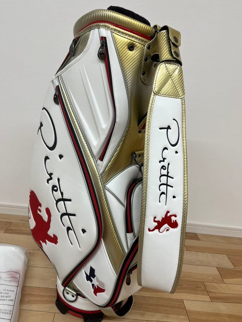 Piretti ゴルフキャディバッグ ホワイト/ゴールド