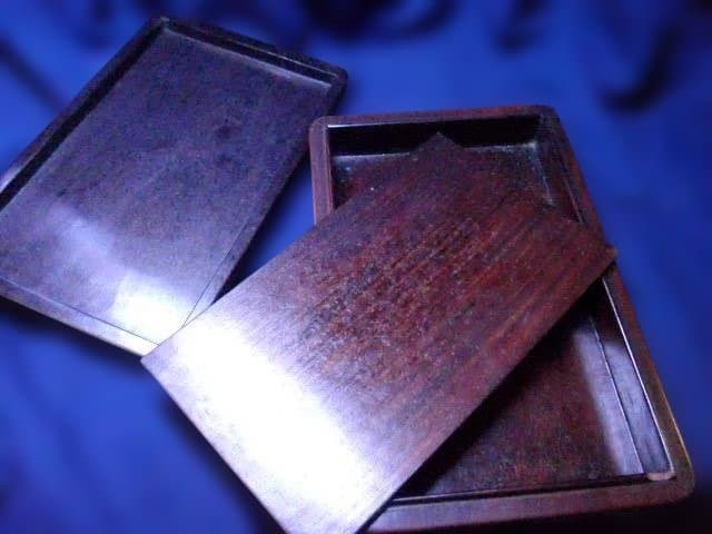 とても硬い唐木の文箱、硯箱 四方箱 古玩 書道 時代 紫檀 文房