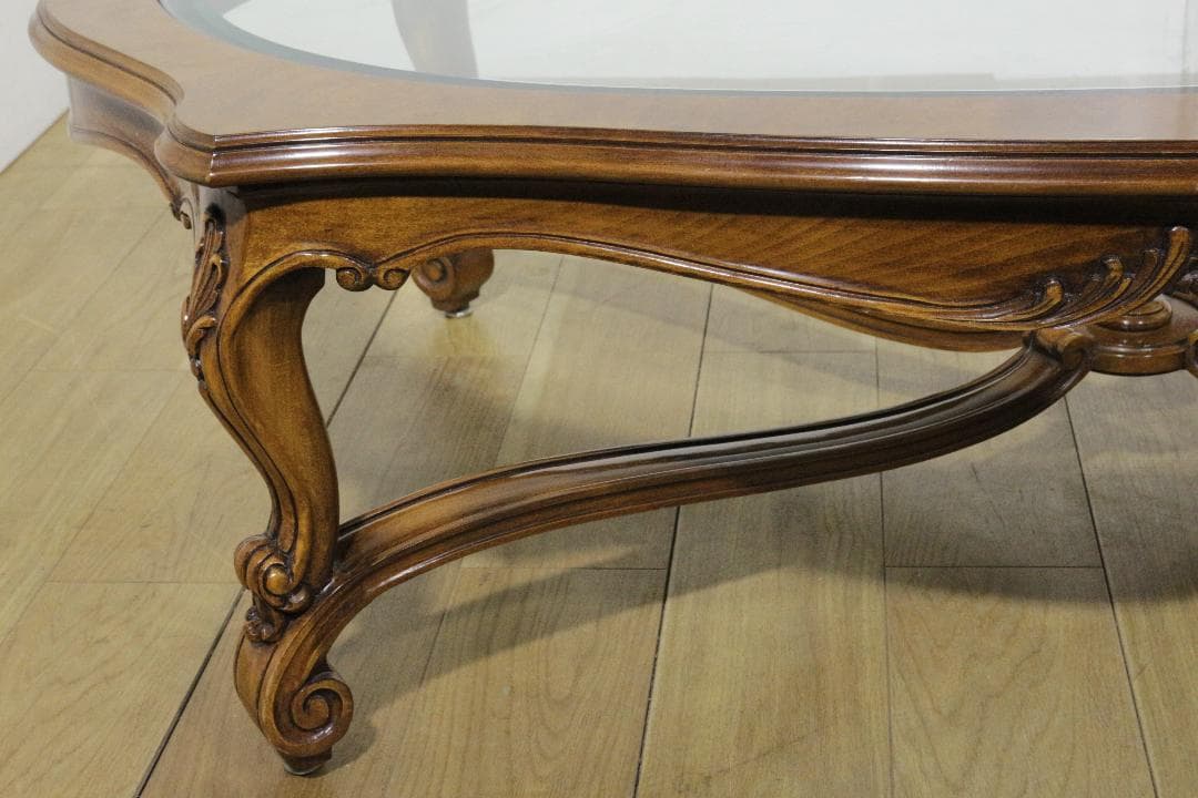 KARGES FUNITURE★木製センターテーブル★ガラス天板★ネコ脚★