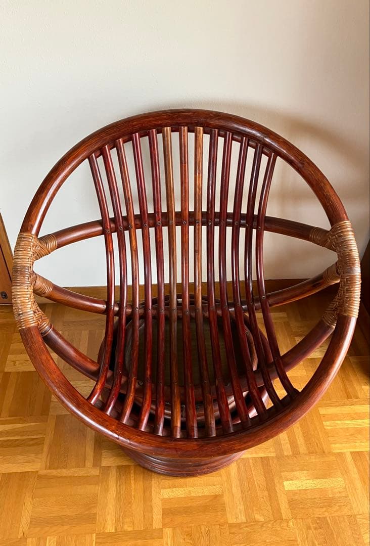 えみ KEIHO ラタン 籐 回転 チェア 昭和レトロ アンティーク