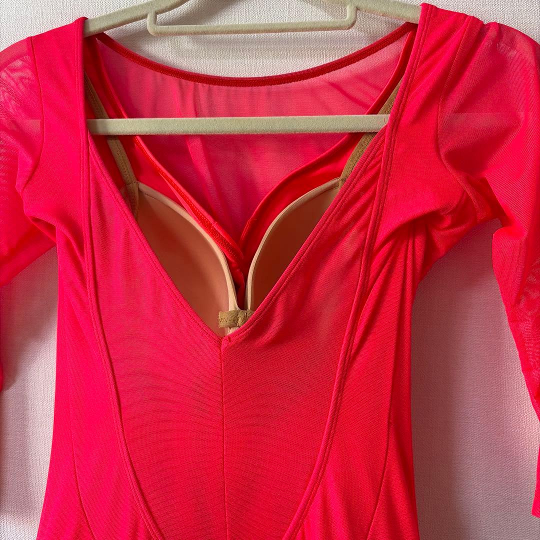 ピンク系オレンジ 社交ダンスドレス　ラテンドレス