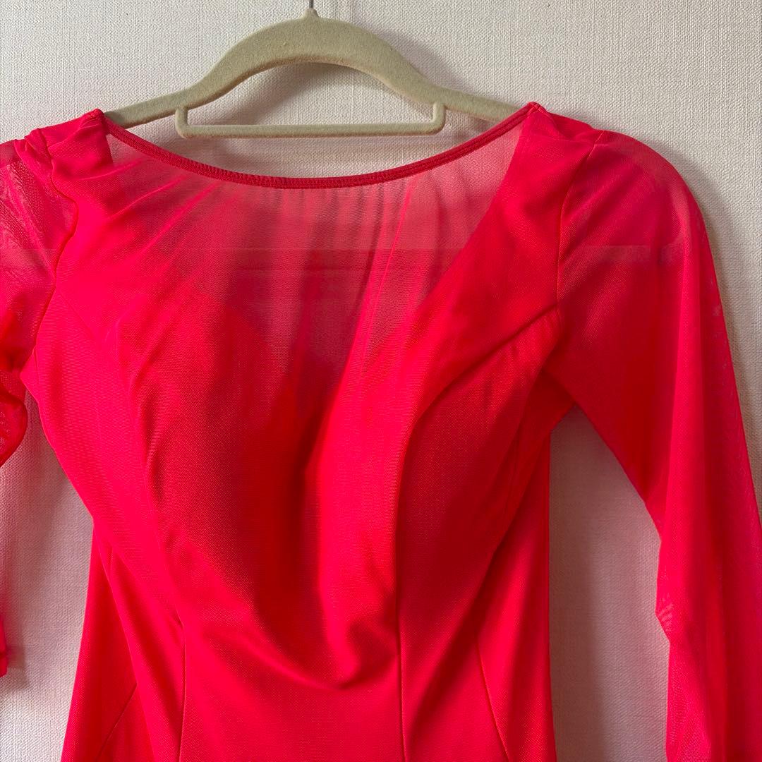 ピンク系オレンジ 社交ダンスドレス　ラテンドレス