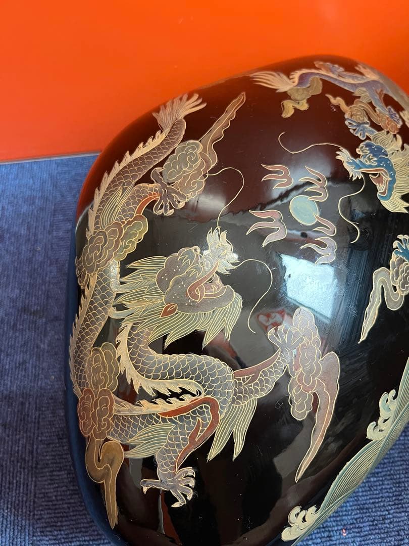 1439 蒔絵　雲龍図　貝型　蓋物　工芸品
