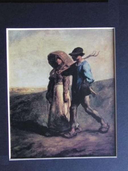 ジャン＝フランソワ・ミレー、仕事に行く人、希少な額装用画集より、新品高級額装付