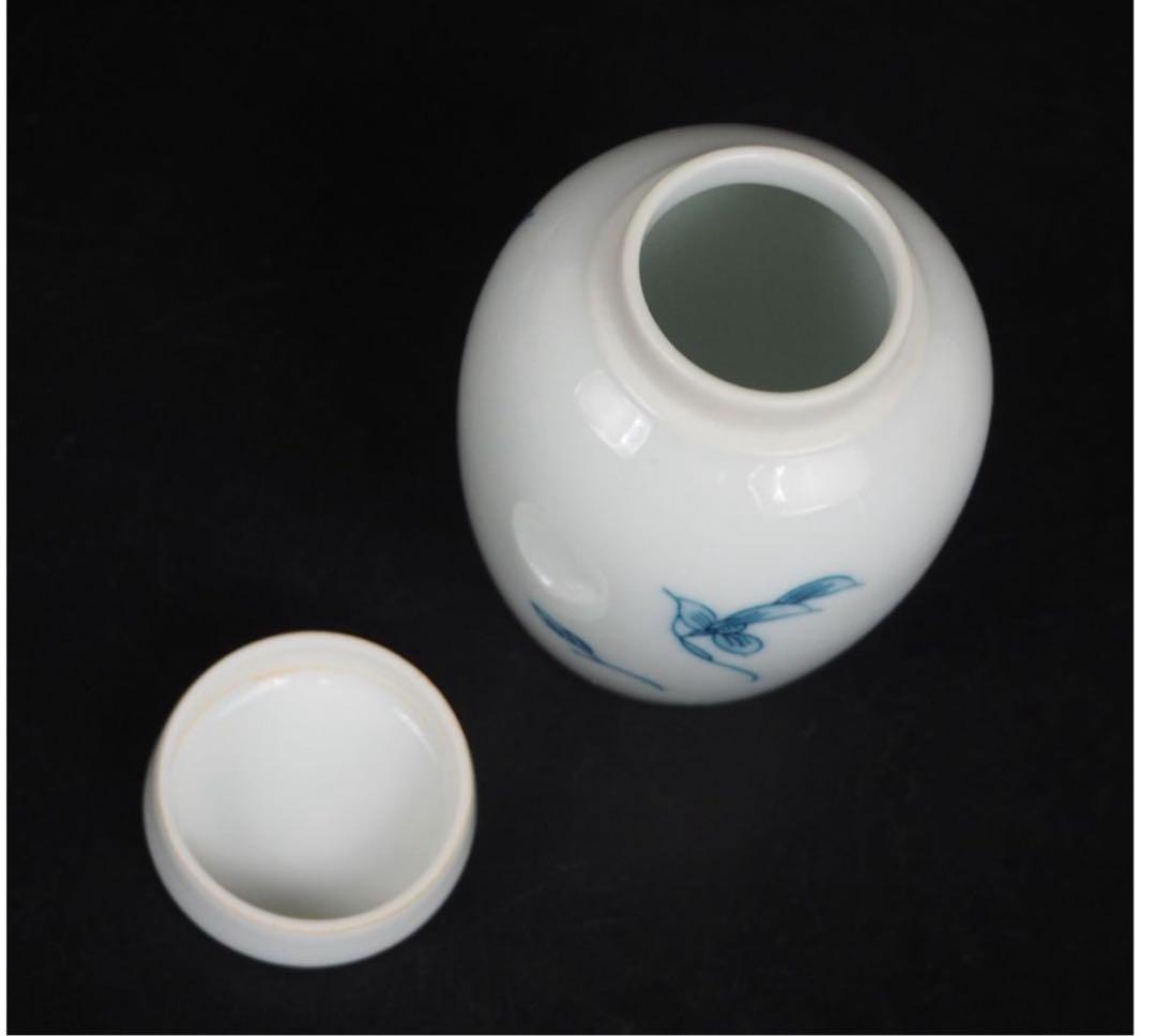 送料無料　『角萬』銘　手描き青華煎茶器11点セット　茶道具