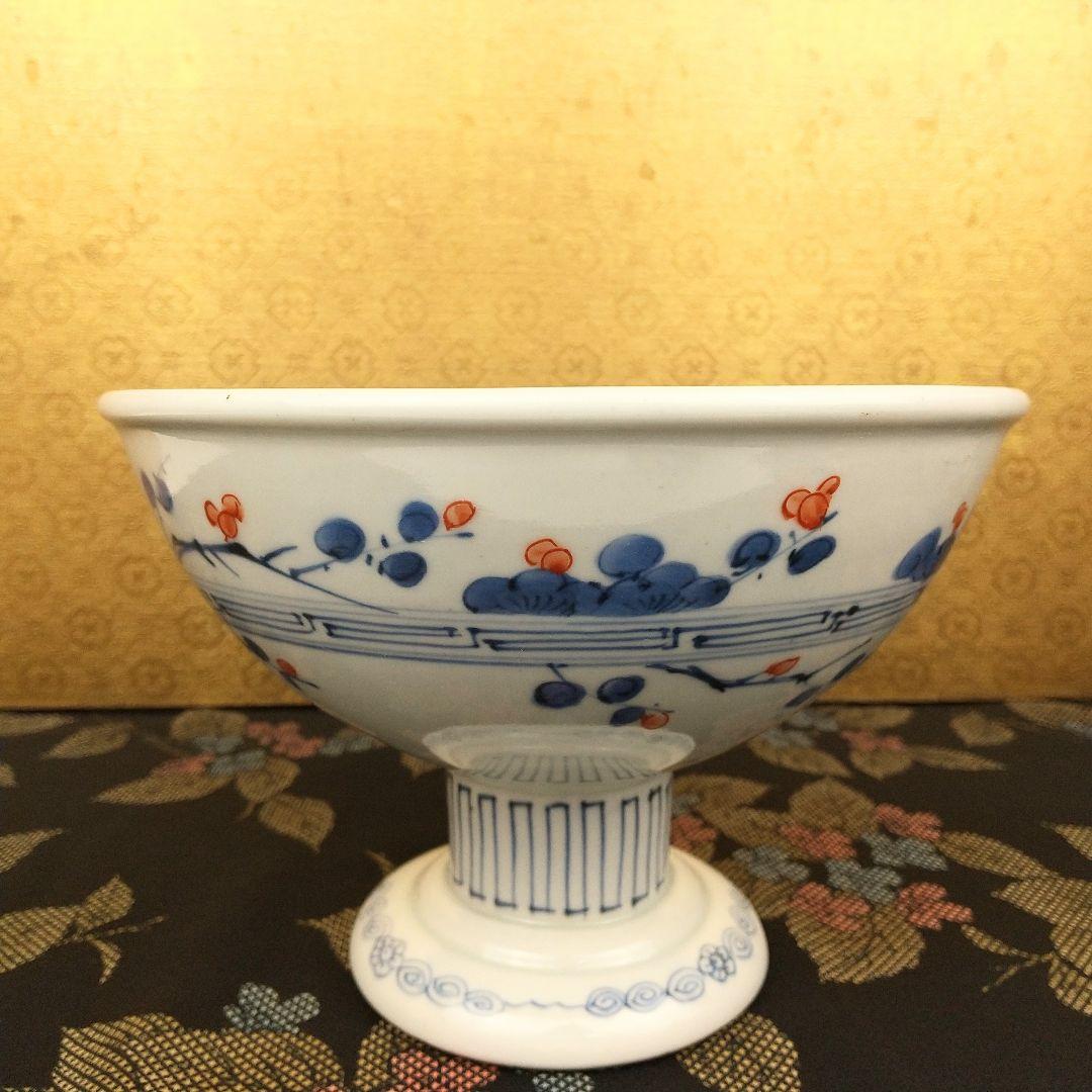 【お値下げしました！】古伊万里　色絵　蝶　丸文　盃洗