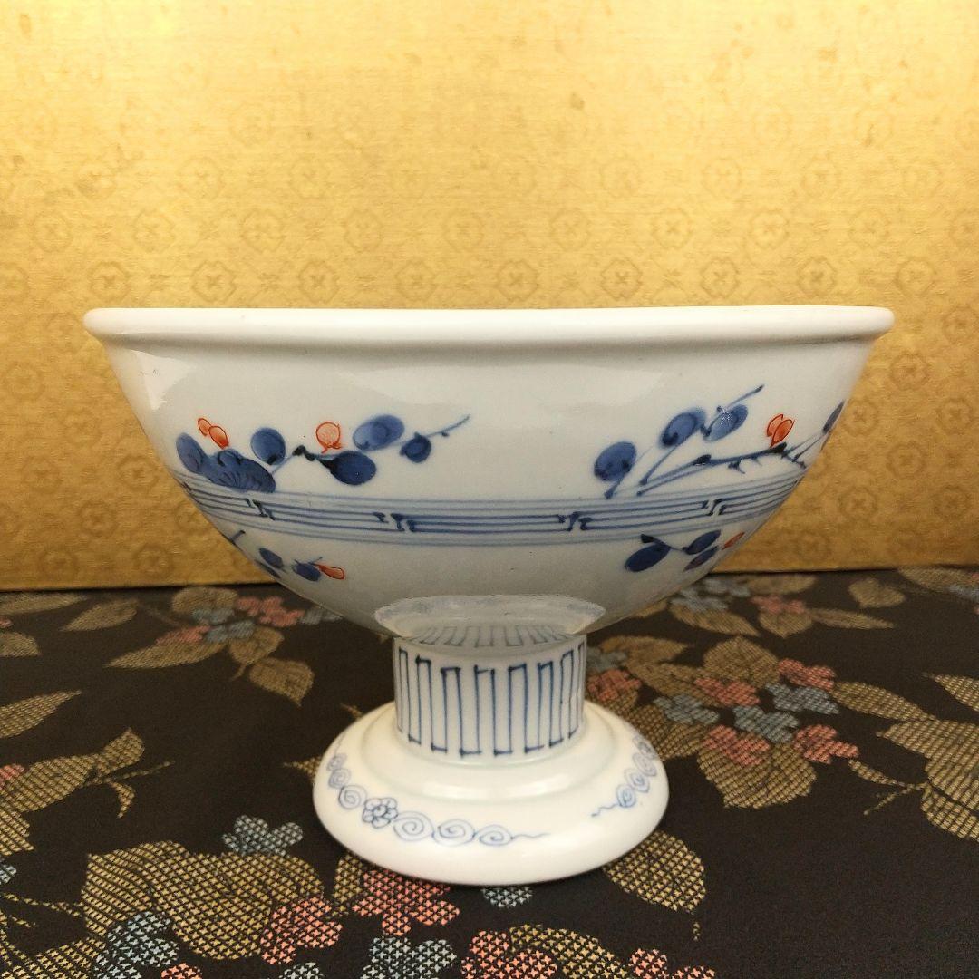 【お値下げしました！】古伊万里　色絵　蝶　丸文　盃洗