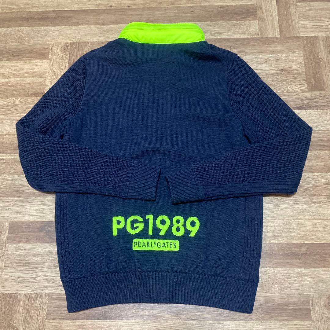 パーリーゲイツ♡ニットジップジャケット♡蓄熱♡ネイビー♡蛍光イエロー♡M