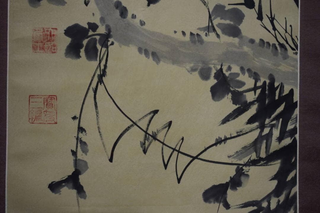 複製/唐寅/叭々鳥画賛/工芸/布袋屋掛軸HG-784