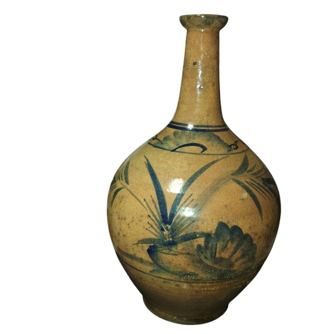 古伊万里波佐見系　飴釉笹徳利　花瓶　酒器