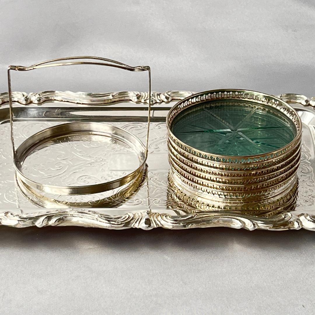 【純銀/ガラス】ワイングラスコースター 6枚 スターリングシルバー