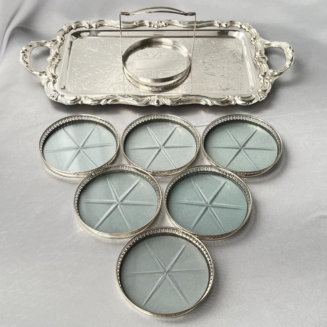 【純銀/ガラス】ワイングラスコースター 6枚 スターリングシルバー