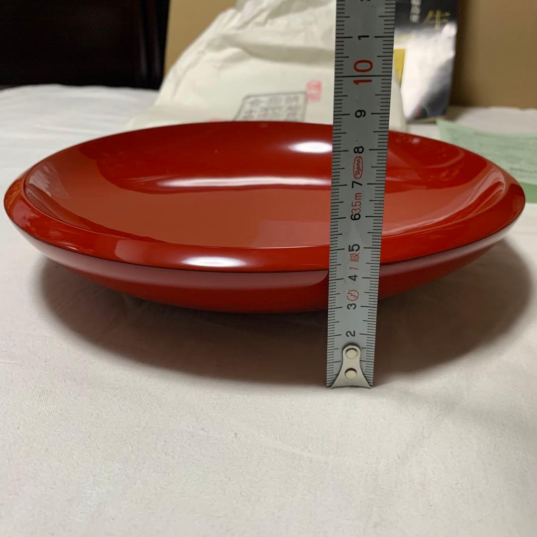 輪島塗り 朱塗り漆器 大皿 24cm 日本伝統の品のある漆塗り漆器 中島忠平