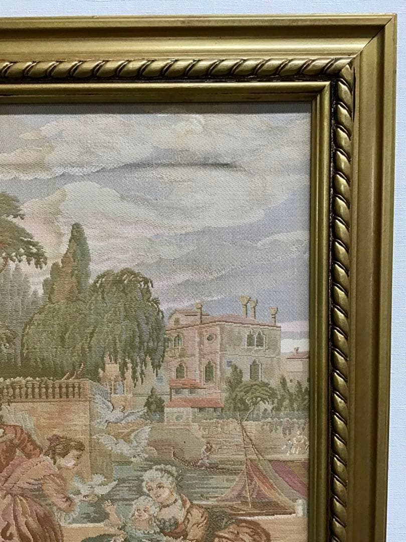 管179☆イタリア製☆ゴブラン織☆額絵