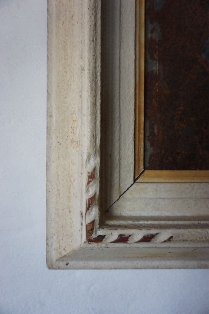 大きなアンティークフレームのブリキサインボード　看板　店舗什器　額縁　古道具