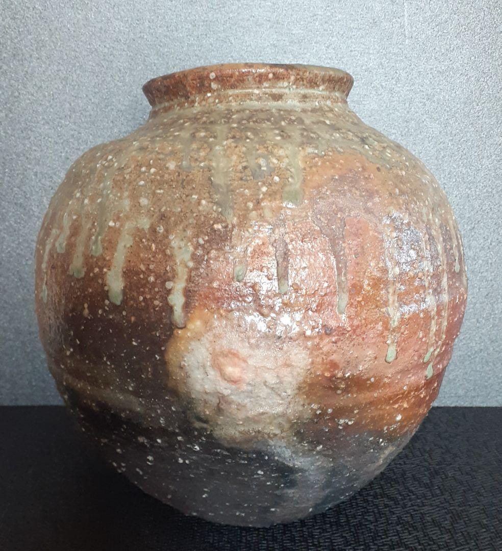 信楽焼　【良博】銘共箱　信楽　ビードロ釉　壺　花入れ　花瓶　オブジェ