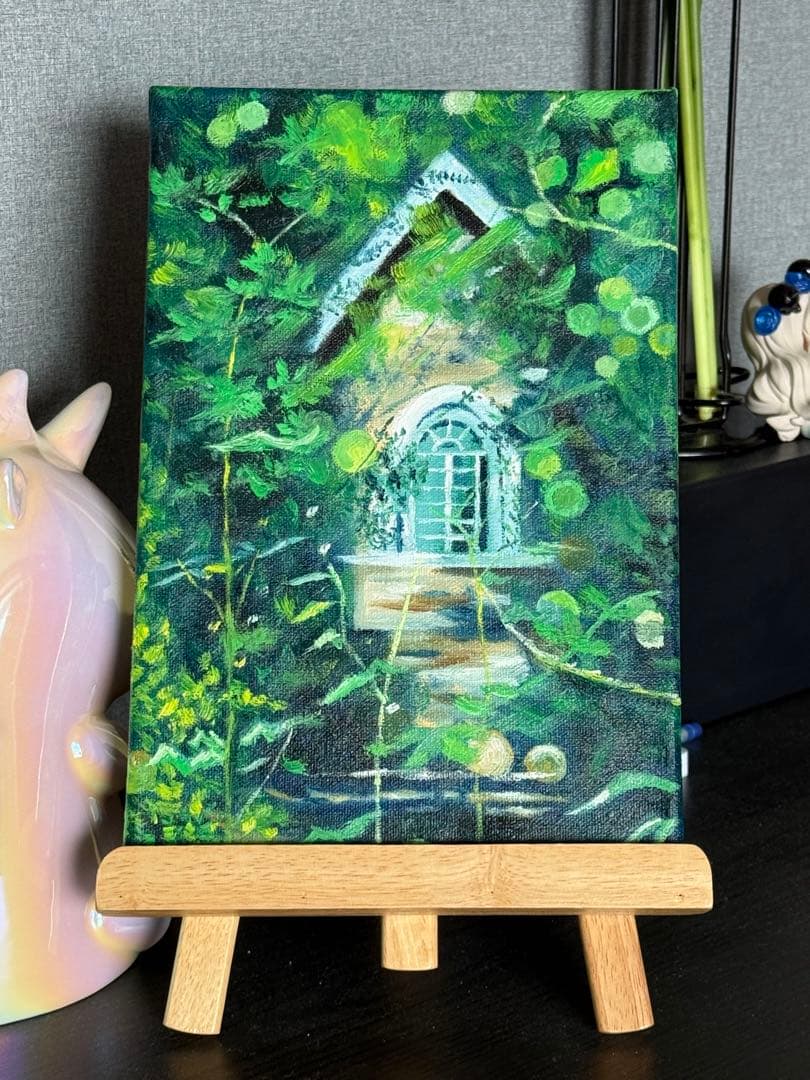 「林間の部屋」　手描き　油絵　風景画　原画　油彩画