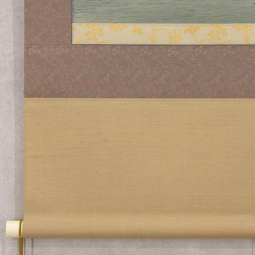 掛軸 横幅 百瀬徳三郎「山村清趣之図」民家 共箱 美術年鑑掲載画家