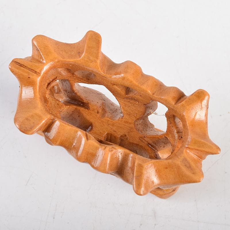 中国　牛角製　玉石螺鈿装飾　漢詩刻　鼻煙壷　木製台付　M　9430