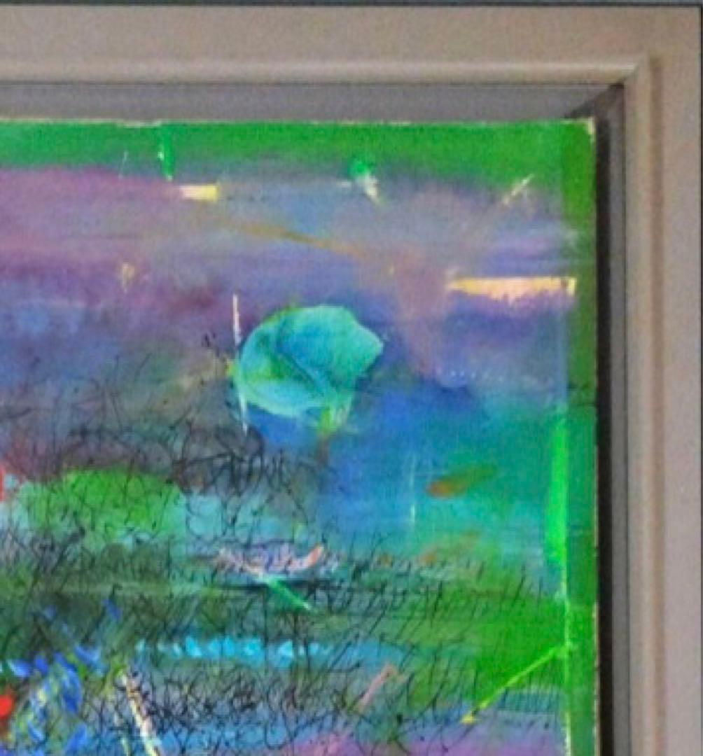 植松眞治「ローマにて」油彩 抽象画 額59×59cm 真作保証 送込