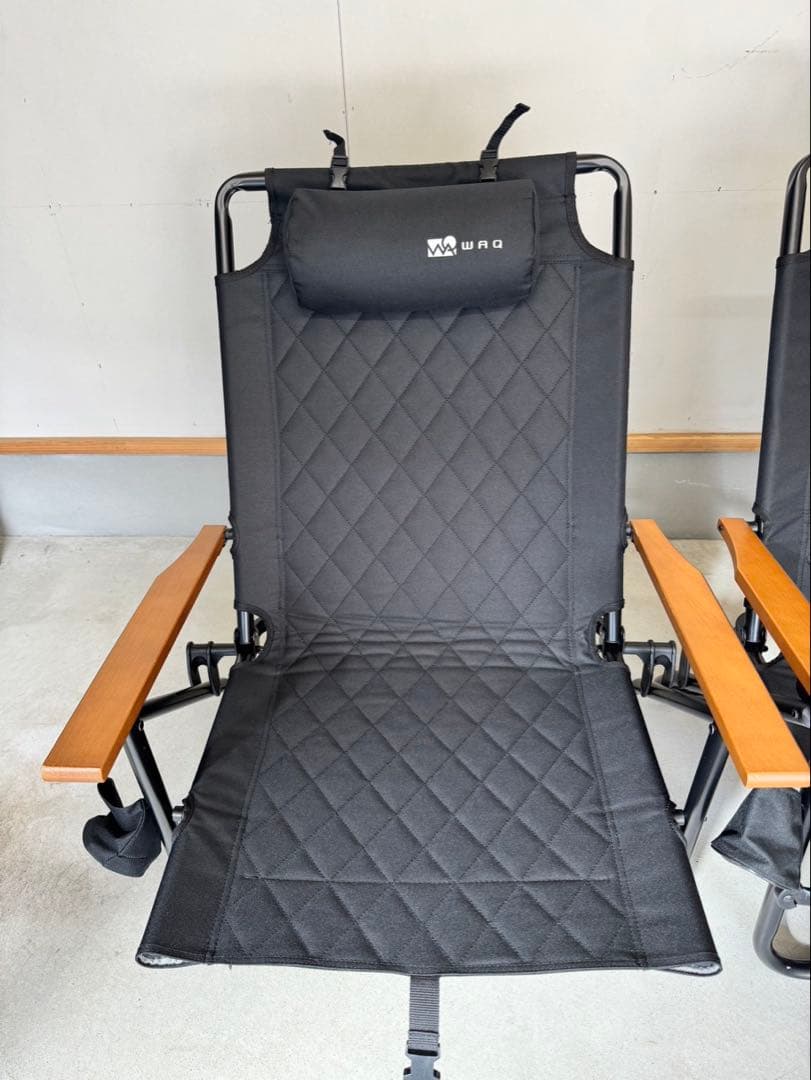 WAQリクライニングローチェア　ブラック2脚セット